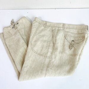 Brax Natural Linen Cropped Pants Size 10R